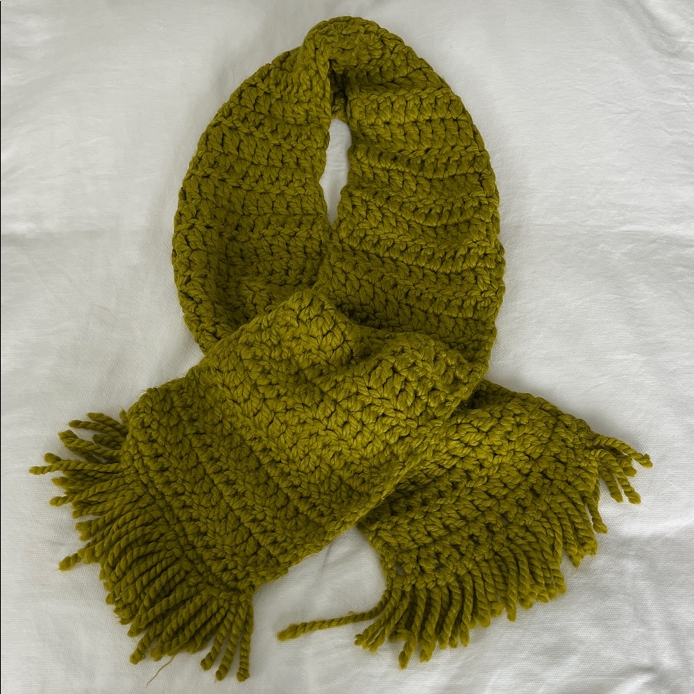 Chunky Handmade Knit Olive Scarf